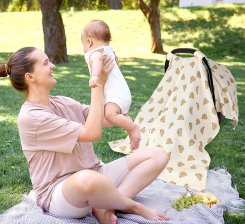 Summer Baby Nursing Pillow Cover, Removeable Breastfeeding Pillow Slipcover, Muslin Car Seat Cover Baby Girls Boys