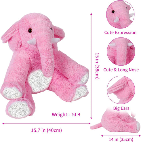 Weighted Elephant Stuffed Animals, 5Lb Weighted Plush Giant 16in Plushie Throw Pillow for Boys and Girls Christmas