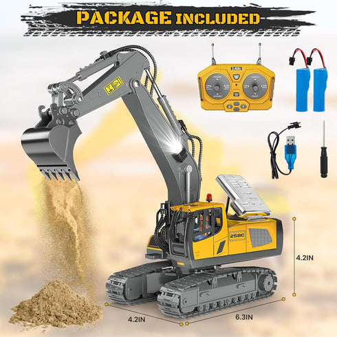 BEWEAI 11CH 2.4Ghz 3 4 5 6 7 8-12 Remote Control Excavator Toy RC Play Excavator Construction Vehicles, RC Sand Digger