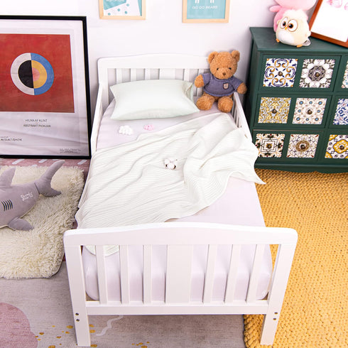 NTBAY Jersey Cotton Quilted Toddler Blanket - Breathable and Warm Baby Blanket for Boys and Girls, 30x40 Inches, White