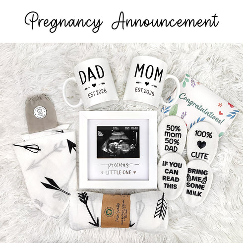2026- Pregnancy Gifts for New Parents Est New Mom Gifts Basket for Pregnancy Announcement, Baby Shower - Mom & Dad
