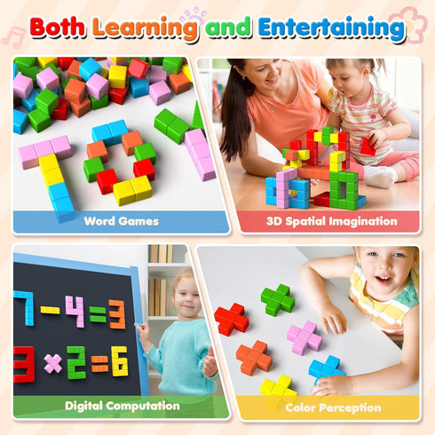 KAGRAD 30 3+ Magnetic Blocks, PCS Brightly Colored Magnetic Building Tubes, Preschool Classroom Must Haves Magnetic