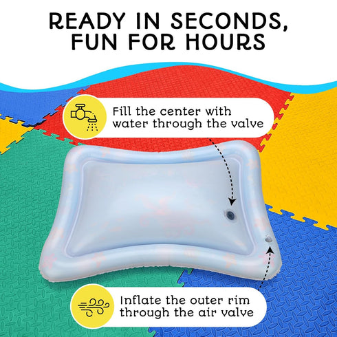 Tummy Tummy 100% 3-12 PAC3 Time Water Mat Inflatable Water Play Pad for Babies - Sensory Time Mat for Floor Play