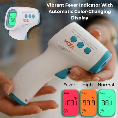 MOBI Non-Contact Forehead Digital Thermometer - Touchless with Object Temperature Mode, High Fever Indicator