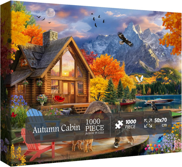 BBOLDIN Fall Autumn Landscape Puzzle for Adults 1000 Pieces Nature, Colorful Cozy Jigsaw