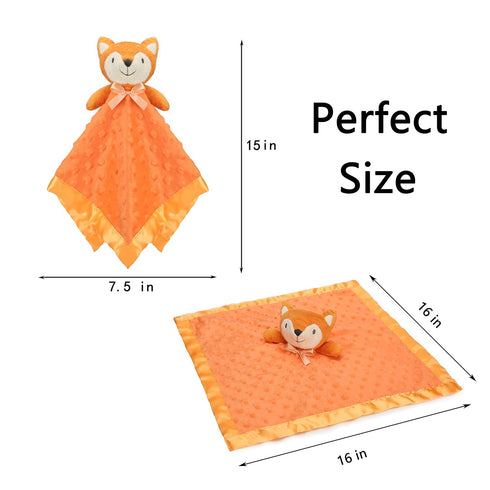 Pro Goleem Fox Security Blanket, Orange Soft Baby Lovey Unisex Snuggle Toy Stuffed Animal for Newborns