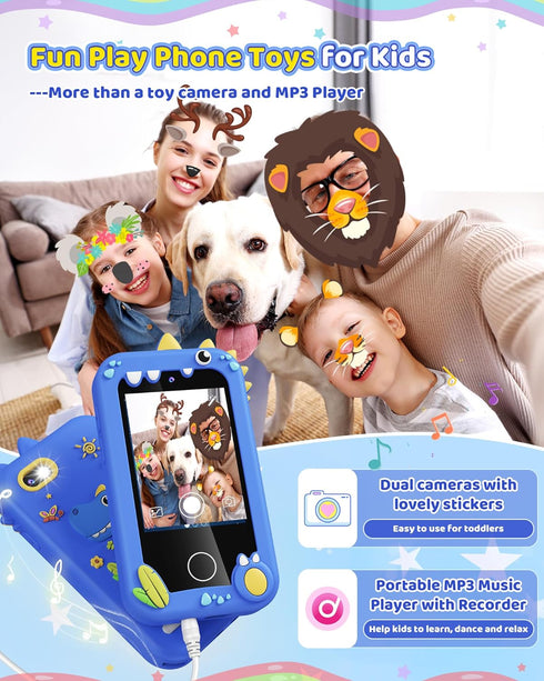 Kids Toy Smartphone for Boys Ages 3-8, Fake Play Phone with Music Player, Dual Camera, and Puzzle Games