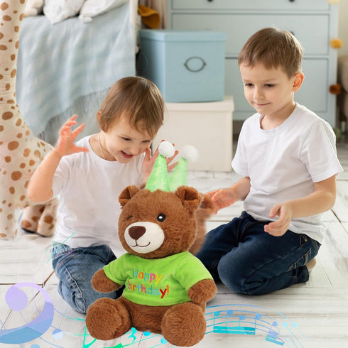 Cuteoy Happy Birthday Bear Musical Stuffed Animal Shaking Singing Dancing Plush Toy Electric Interactive Animated