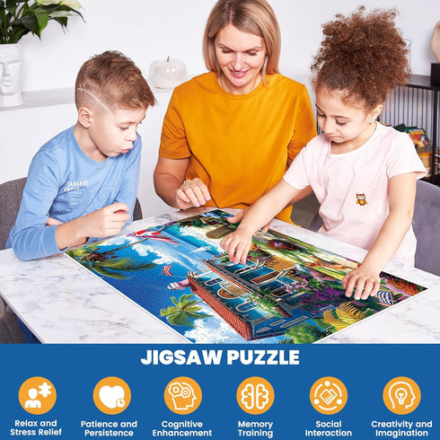 300 300 20.5*15 inch Pieces Puzzle for Adults | Beach House Puzzle | Recycled Cardboard Large Piece Jigsaw Puzzles