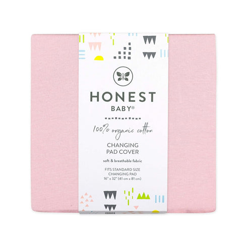 HonestBaby Unisex Baby Organic Cotton Changing Pad Cover and Toddler Sleepers, Light Pink, One Size