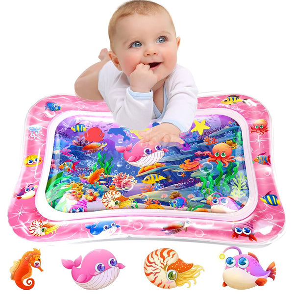 Infinno Premium Baby Water Play Mat, Tummy Time Toy for Infants and Toddlers, Strengthen Muscles, Pink Theme