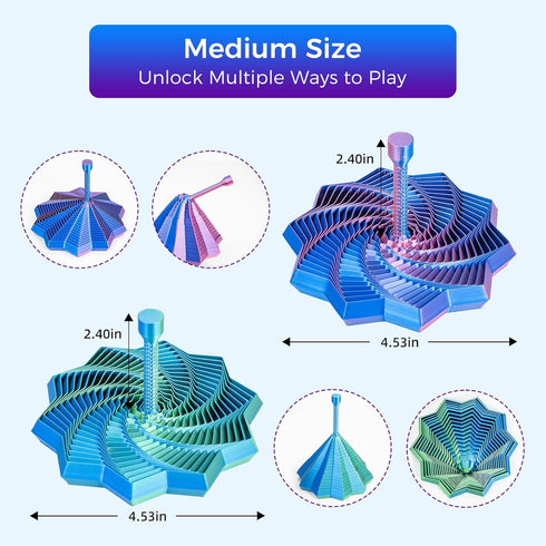 KEZPO 3D Printed Expanded Sensory Fidget Star,Transformable Stress Relief Finger Toy with Detachable Handle,for Office