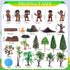 27 Pcs Primitive Man Figurines Kit, Diorama Supplies with Mini People Figures, Mixed Model Trees and Stone for