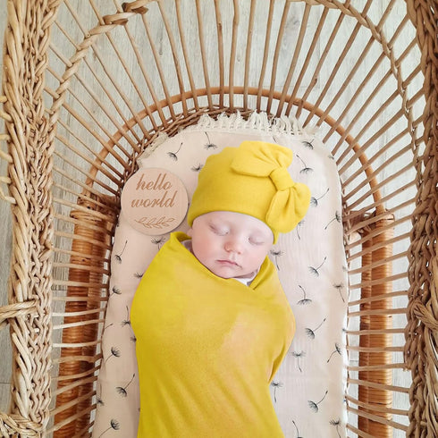 Baby Girl Newborn Receiving Blanket with Matching Bow Hat and Mittens Set, Baby Swaddle Shower Gift