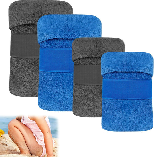 4 Pack Coral Fleece Sand Remover for Beach, Summer Sand Cleaner Mitt for Outdoor Vacation Essentials