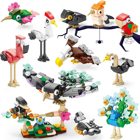20 Packs Sets Sawaruita Mini Animal Building Blocks Party Favors for Kids- Birds Building Blocks for Classroom