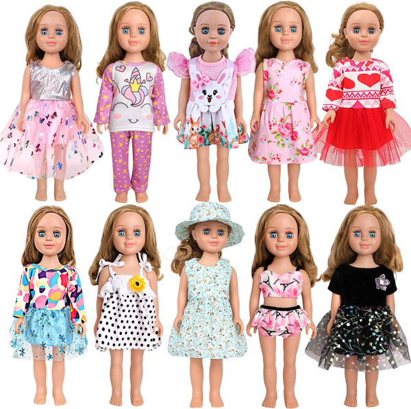 MSYO 10 Sets Doll Clothes for 17 - 18 Inch Dolls, Diverse