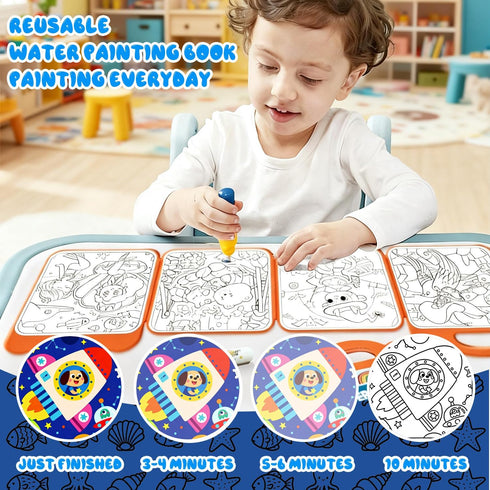 BlivEclat 3 Pack 3-6, Set Reusable Water Painting Books for Toddlers Ages Magic Water Color Paint Books with Pens Water