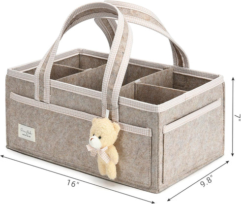 PeraBella Baby Diaper Caddy Organizer, XL Baby Basket Shower Gift Caddy, Portable Felt Changing Table Basket, Nursery