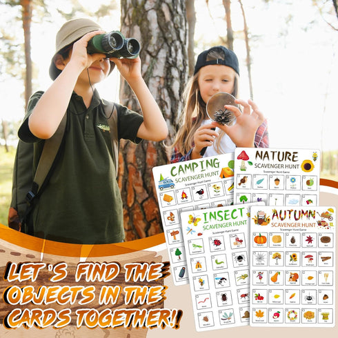 Hoolerry 12 Pcs Scavenger Hunt Game for Kids and Family - 24 Themed Cards with Dry Erase Marker for Outdoor Fun