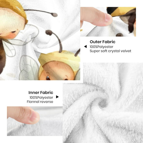 Novusopt Custom Blanket with Name,Personalized Bee Swaddle Blanket Baby Boy Girl Receiving Blankets Neutral Gift