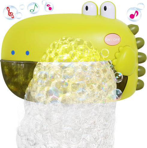 Grechi Dinosaur Bath Toys, Automatic Bubble Machine for Baby Bathtub, Plays 12 Children’s Songs, Great for Toddlers