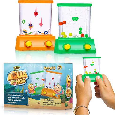 YoYa Toys Aqua Rings Handheld Water Game - Set of 2 Water Ring Toss and Basketball Hoop Toy