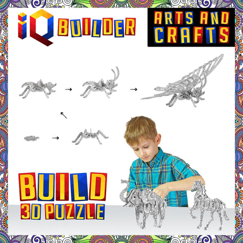 12 3D Set IQ BUILDER | Arts and Crafts for Girls Age Year Old and UP | Art Coloring Painting Animal Puzzle | Fun