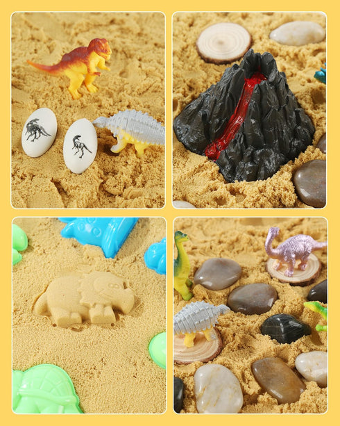 sikmcle 3-6+ Dinosaur Sensory Bin Toy for Kids Dinosaur Toys and Play Sand Kit for Boy Sensory Bin Filler and Toddler