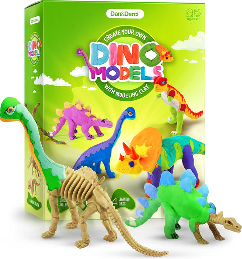 Dino Models Clay Craft Kit - Build 4 Dinos with Air Dry Magic Modeling Clay for Kids Ages 3-8, Perfect Easter Gift