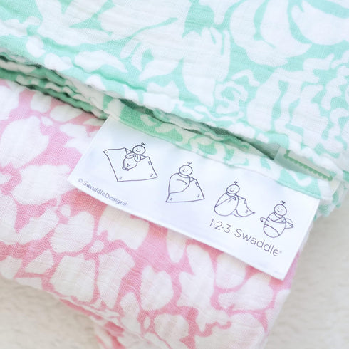 Set 3 Marquisette SwaddleDesigns SwaddleLite, of Swaddle Blankets, Premium Cotton Muslin, SeaCrystal Lush Lite