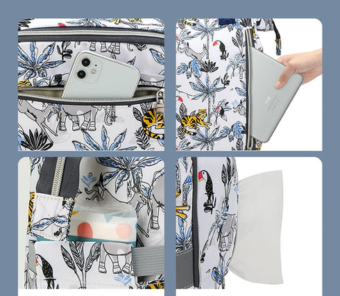 Ybberik Backpack, Diaper Bag Multifunction Waterproof Diaper Changing Bag with Insulated Pockets, Stroller Straps
