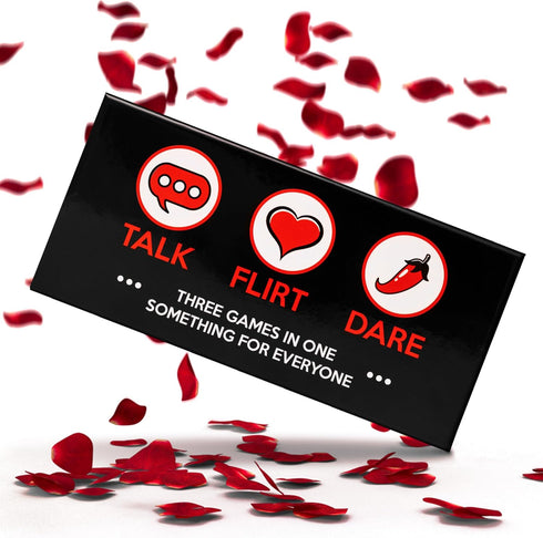 Fun Romantic Game for Couples - Talk Flirt Dare Date Night Box - Conversation & Action Cards for Relationships