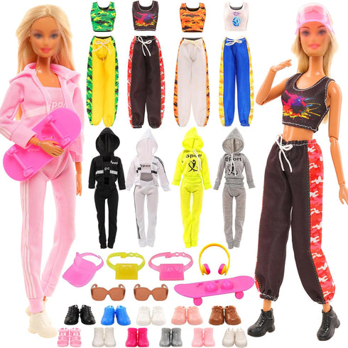 16 Pcs Doll Clothes and Accessories for 11.5 Inch Girl Dolls, Including Sports Suit, Shoes