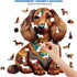 Wooden Puzzle for Adults, Long-Haired Dachshund Dog Jigsaw Puzzle, Unique Shape Animal Wood Puzzles