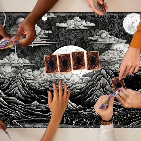 TCG Playmat Board Game Mat Plus 50 Pcs Card Sleeves, 24 x 14 Table Mats with Soft Surface Non-Slip Base