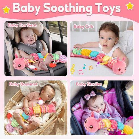 0-6 0-3 3-6 Tummy 3 4 5 6-12 Baby Girls Toys Month Music Animal Stuffed Caterpillar Toy for Infant Months Mirror