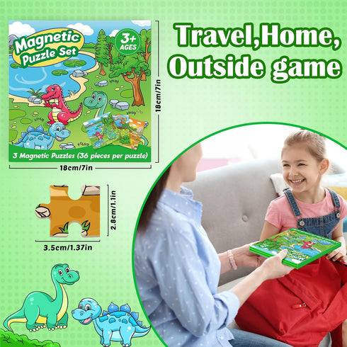 Magnetic Puzzles for Toddlers 3-5, 36 Pieces Dinosaur Toys, Learning Educational Games