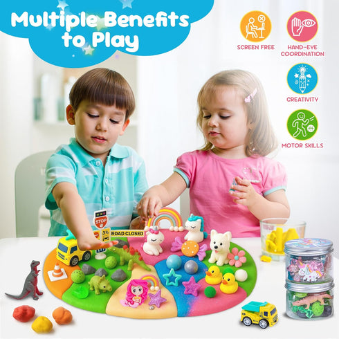 8-Pack JOY SPOT! Play Dough Jars, Reusable Sensory Play Kit for Kids, Non-Toxic, Educational Creative