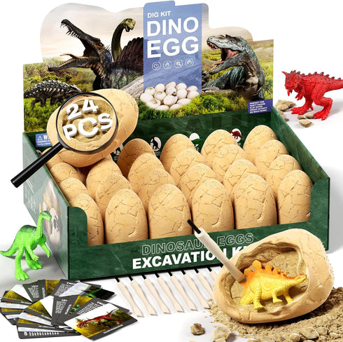 24 Dinosaur Eggs Dig Kit Toys for Kids, Dinosaur Eggs Excavation Kit