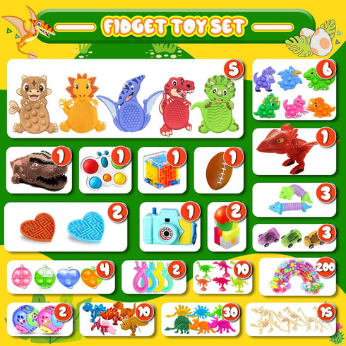 1000 PCS Party Favors for Kids, Dinosaur Sensory Fidget Toys Bulk, Treasure Chest for Kids Prizes, Easter Egg Fillers