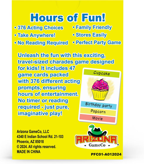 Pocket Fun Charades Family Game for Kids Ages 6+, Travel Ready with 376 Acting Prompts