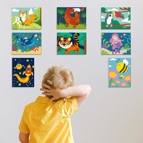8 Packs 4-8, 48 8 2 8 6x8 goldentime Predrawn Canvas for Painting Kids Painting Canvas for Kids Painting Kits for Kids
