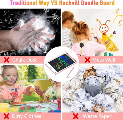 Hockvill LCD Writing Tablet for Kids 8.8 Inch, Drawing Pad for 3-8 Year Olds, Toddler Doodle Board Travel Gift - Pink