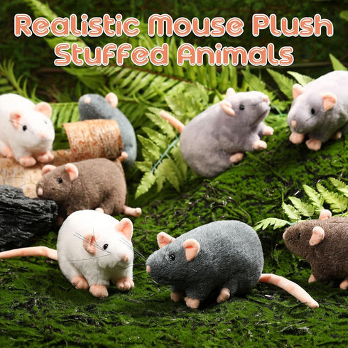 Honoson 8 Pcs Rat Plush Mouse Stuffed Animal, 7 Inch Fake Rat Toys, Cuddly Realistic Plushies for Birthday Halloween