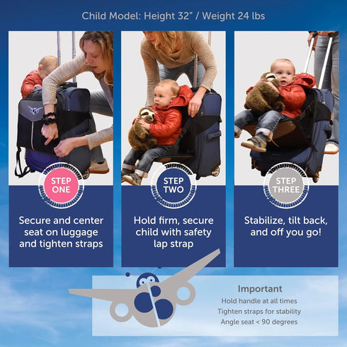 Travel Seat for Kids, The Original and Patented Ride-On Suitcase for Toddlers, Child Carrier for Carry-On Luggage