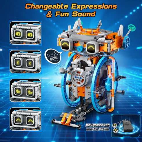 5-in-1 12+ Old(783 HiWEEGO RC Robot Toys with Changeable LED Eyes & Sound, App & Remote Control Rechargeable Robotics