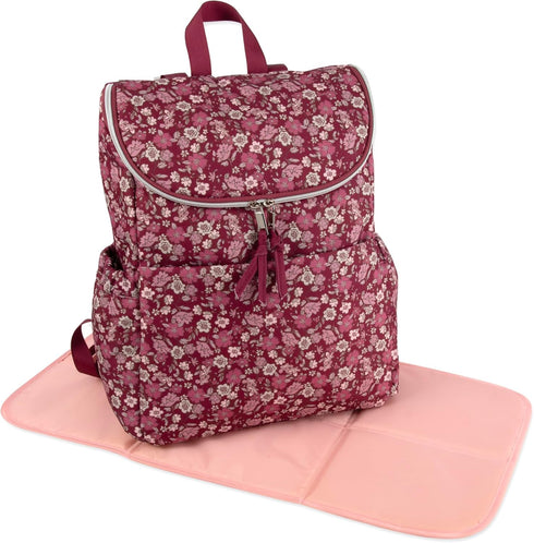 Backpack Multi-Function Floral Diaper and Travel Nappy Baby Bag with Changing Pad and Stroller Straps