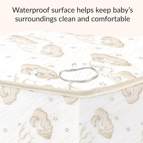 3 inch Dream On Me Spring Coil Portable Crib Mattress | Greenguard Gold Certified, Brown clouds