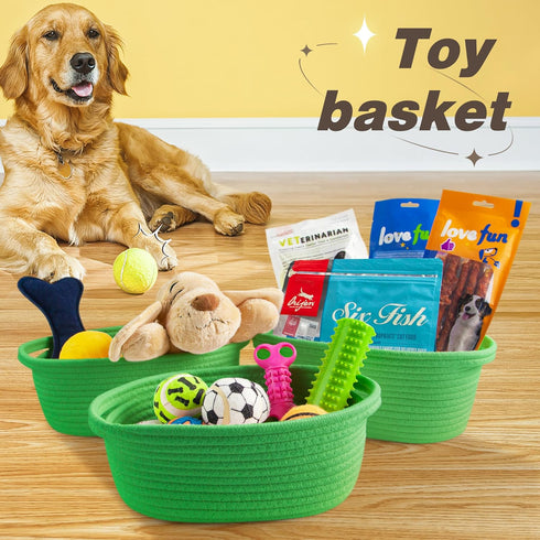 Pro Goleem Small Woven Basket with Gift Bags and Ribbons - Durable Empty Small Rope Basket for Storage, 12"X 8" X 5"